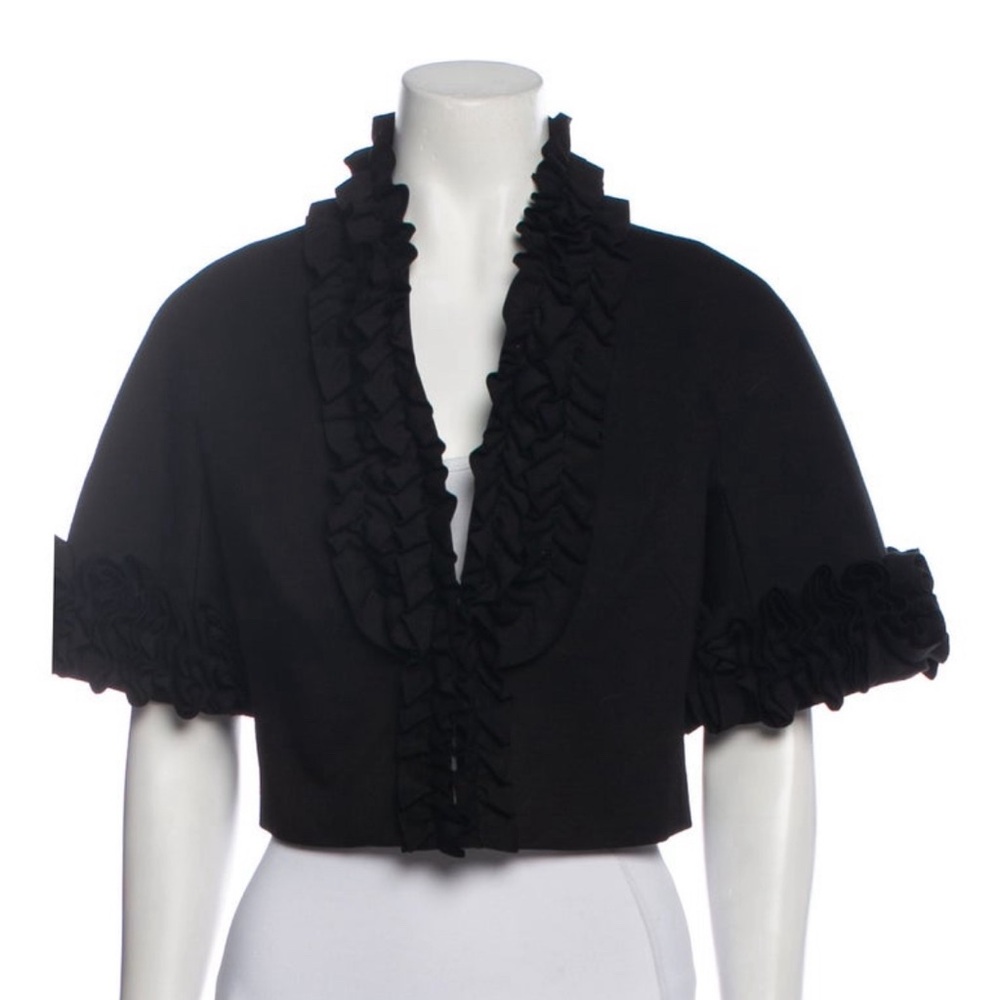 NWT Authentic Quiet Luxury Wedding Minimalist Trina Turk Black Bolero Jacket